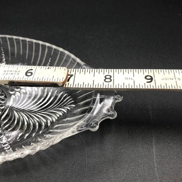 Vintage Anchor Hocking Clear Glass Relish Dish #124 Ferns Feathers Pearls Dots - Picture 4 of 6